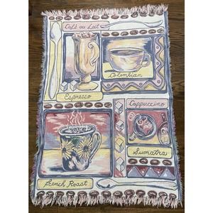 MWW 1994 Tapestry 60"x40" Coffee Theme in Pastel Colors